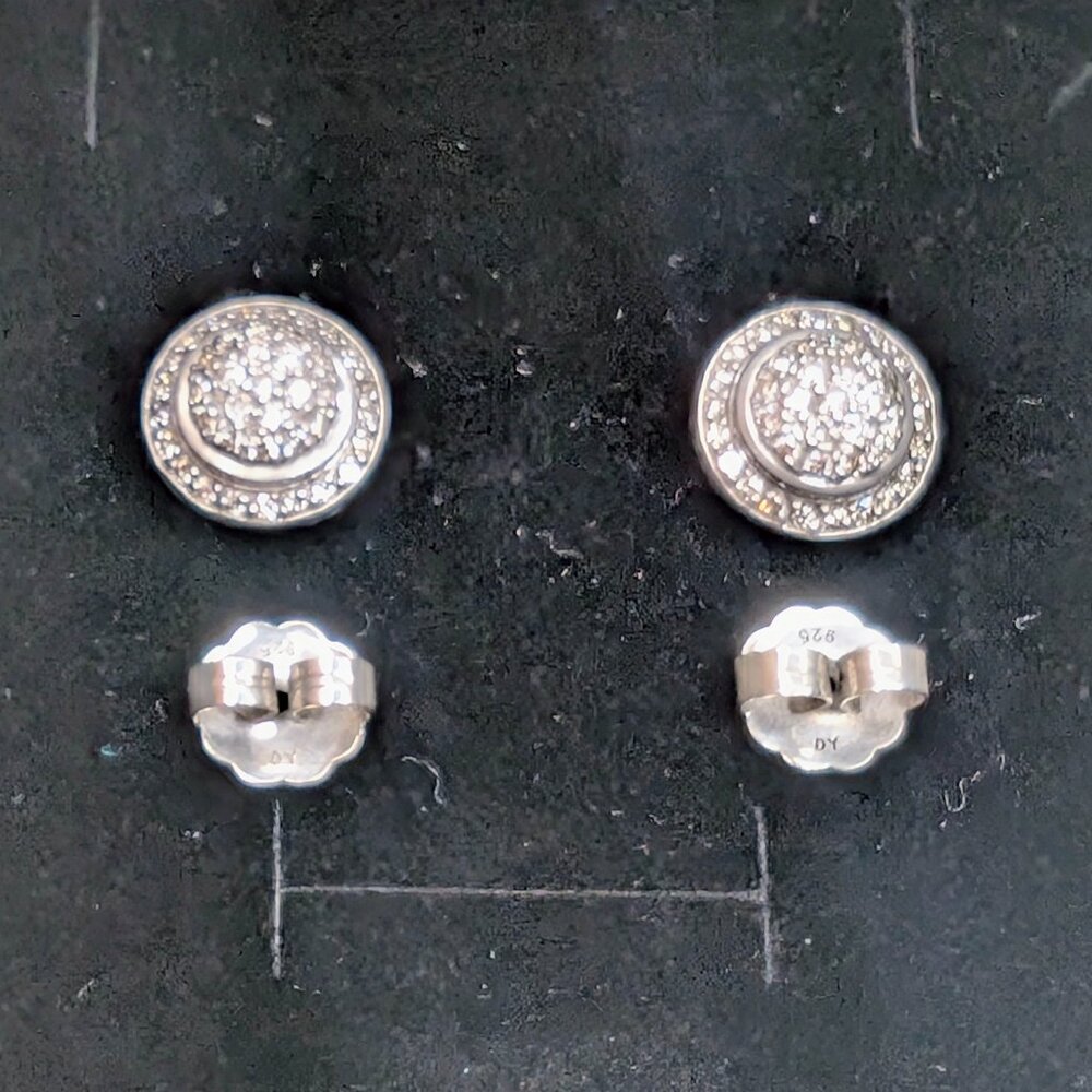 David Yurman Cerise Sterling Silver Diamond Stud Earrings